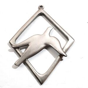 Vtg 1989 Signed Ken Kantro Lovell Designs Pewter Dove Christmas Ornament 3"